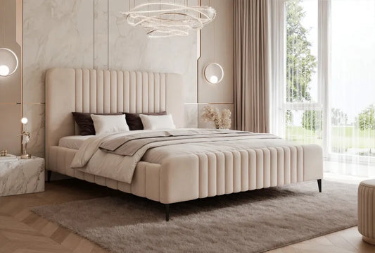 Pat 140 x 200 tapitat cu Catifea Dream velvet Crem Sora