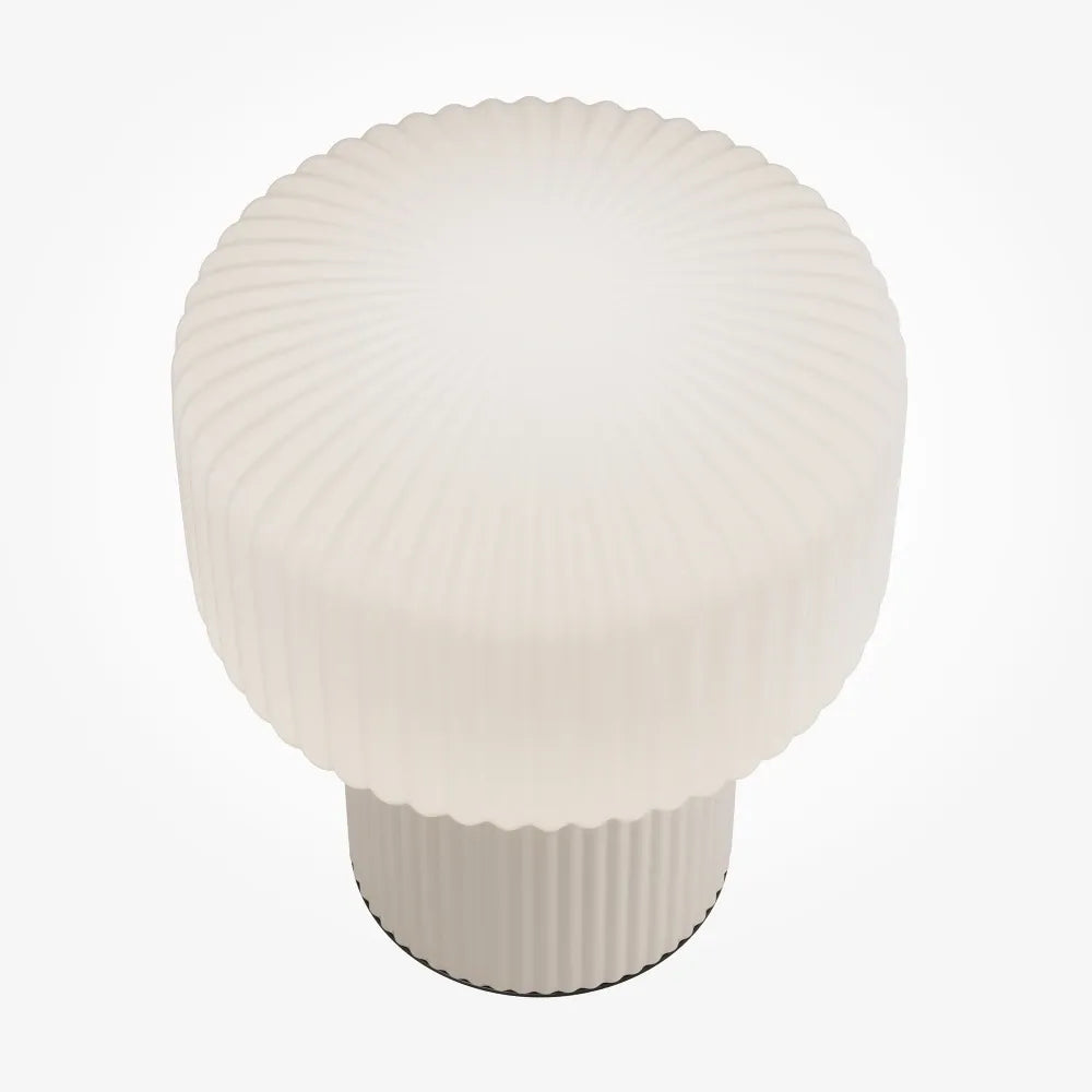Veioza din Ceramica Bej si Sticla Alb H19xD16cm Omaggio