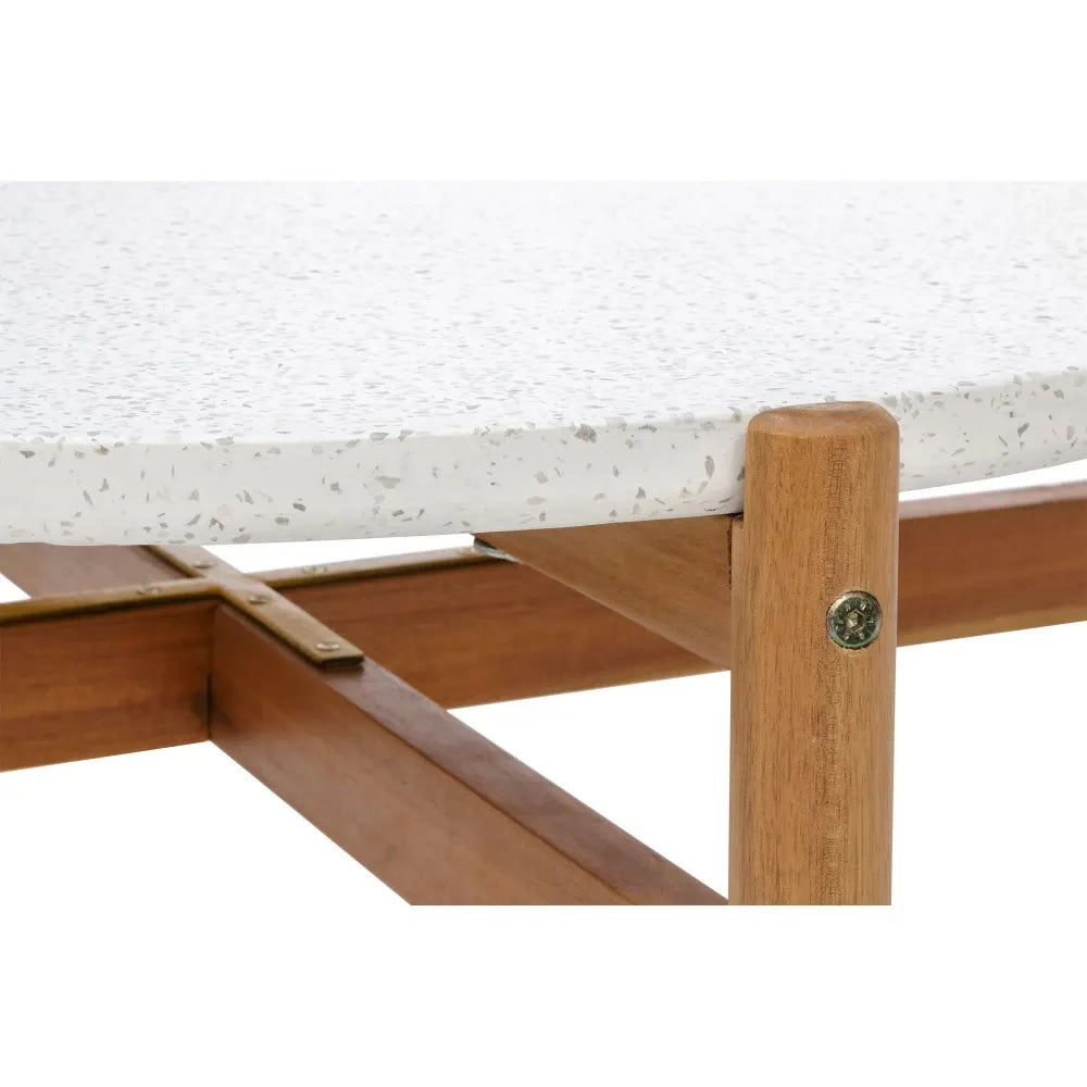 Set exterior 4 piese din Lemn de salcam/Metal Maro si Stofa Bej Terracina