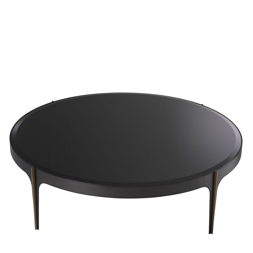 Masuta de cafea Rotunda din Otel inoxidabil si Sticla securizata Negru D124xH35cm Artemisa
