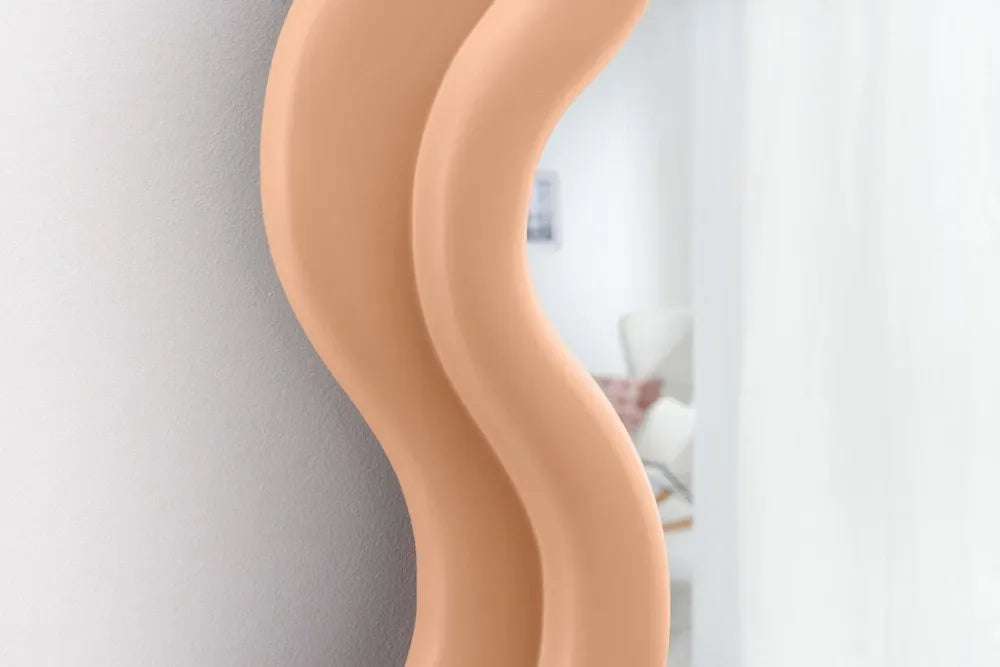 Oglinda cu rama din Poliuretan Roz piersica H160xL70cm Curvy