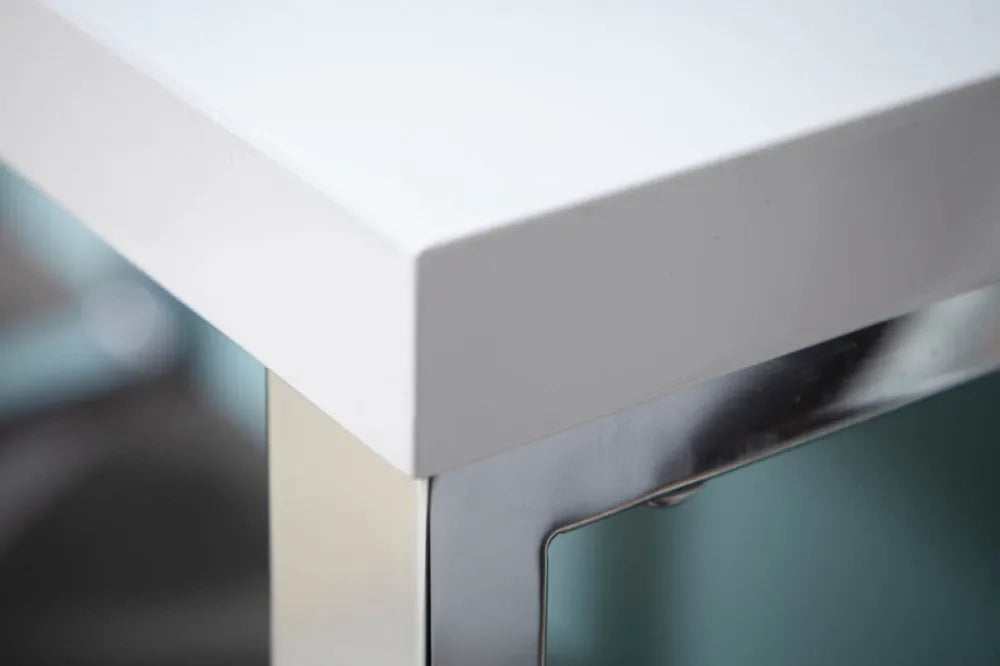 Birou din MDF Alb lucios si Metal Argintiu L120xH75cm White