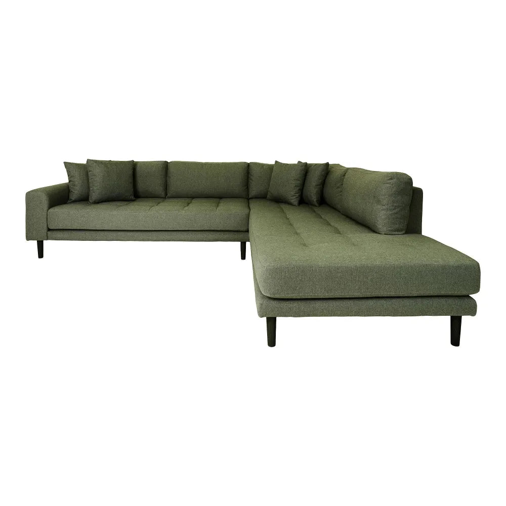 Coltar orientare dreapta cu picioare din Lemn de fag negru tapitat cu Stofa Verde L257xH76cm Lido