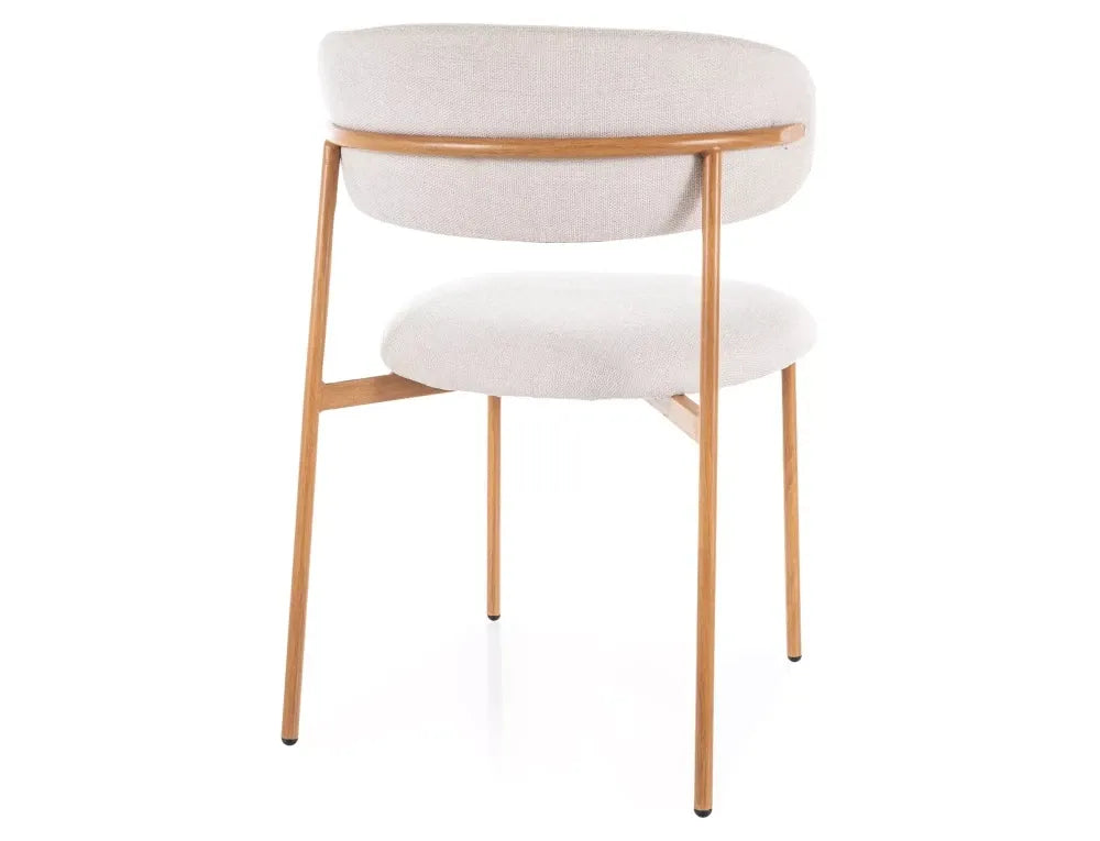 Set 2 scaune din Stofa Bej deschis si Metal Maro stejar Hx80Lx56xA58cm Elton
