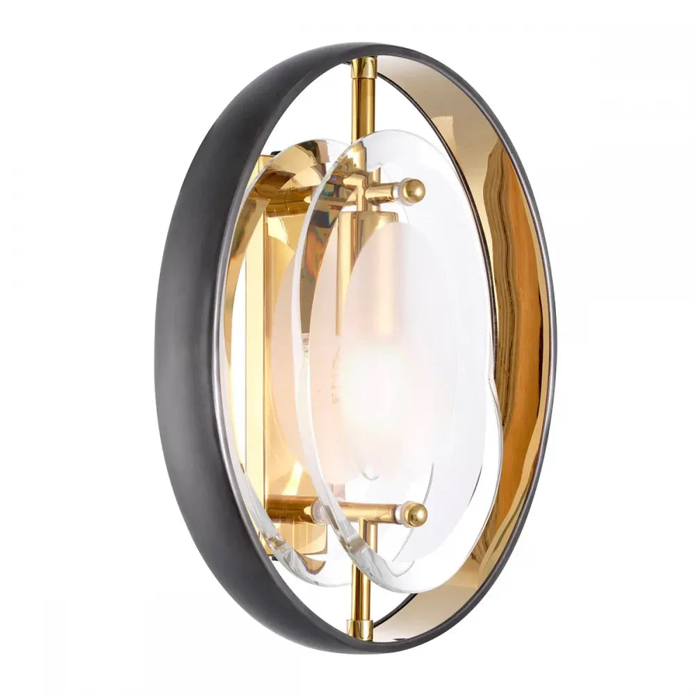 Aplica de perete din Metal Negru si Sticla Transparent H29.5xL22.5cm Vincente Eichholtz