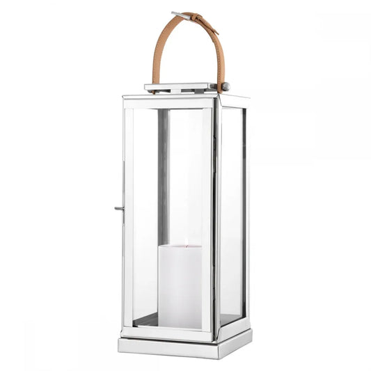 Suport lumanare din Metal/Sticla Argintiu/Transparent L20xH41cm Georgian L Eichholtz