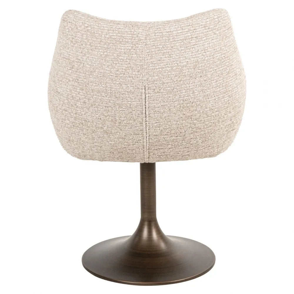 Scaun rotativ din Stofa Bej si Metal Bronz H79xL63xA62cm Aldo Richmond Interiors