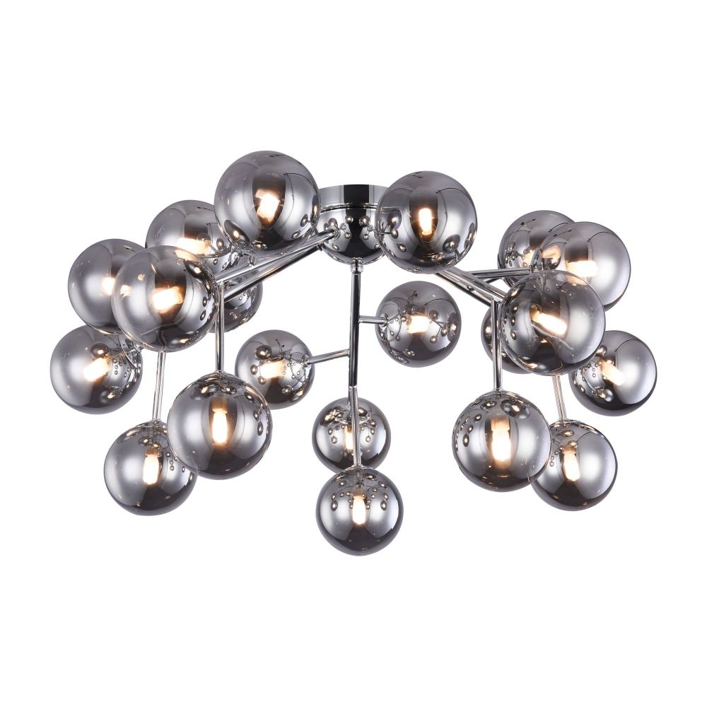 Candelabru Rotund din Metal si Sticla Argintiu/Negru Dallas D75xH25cm