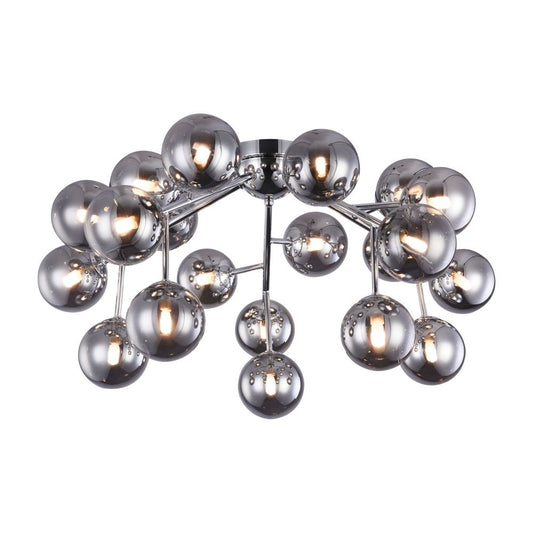 Candelabru Rotund din Metal si Sticla Argintiu/Negru Dallas D75xH25cm