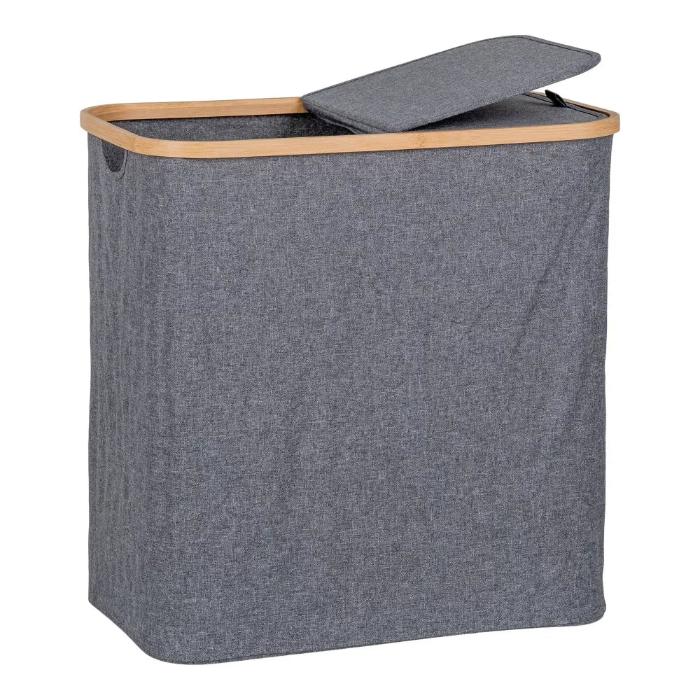 Cos de rufe din Lemn de bambus/Textil Maro/Gri H54xL33cm Noto