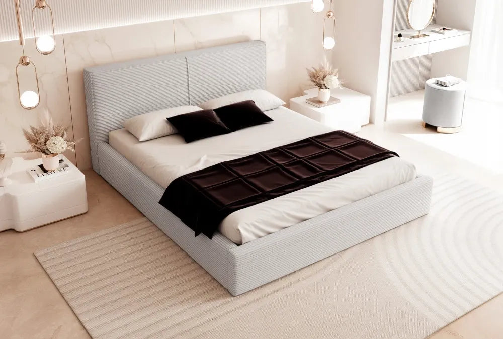 Pat 120 x 200 tapitat cu Corduroy Poso Gri Noma