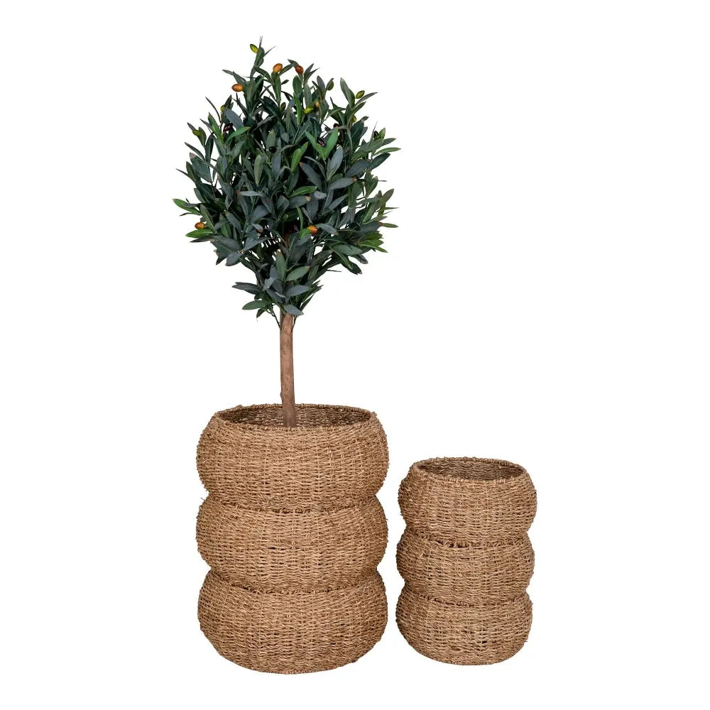 Set 2 cosuri impletite natural Maro H35/45xD25/35cm Sarbas