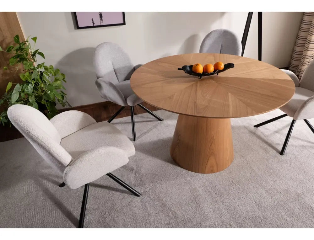 Masa rotunda din MDF+Furnir de stejar Maro D120xH75cm Angel