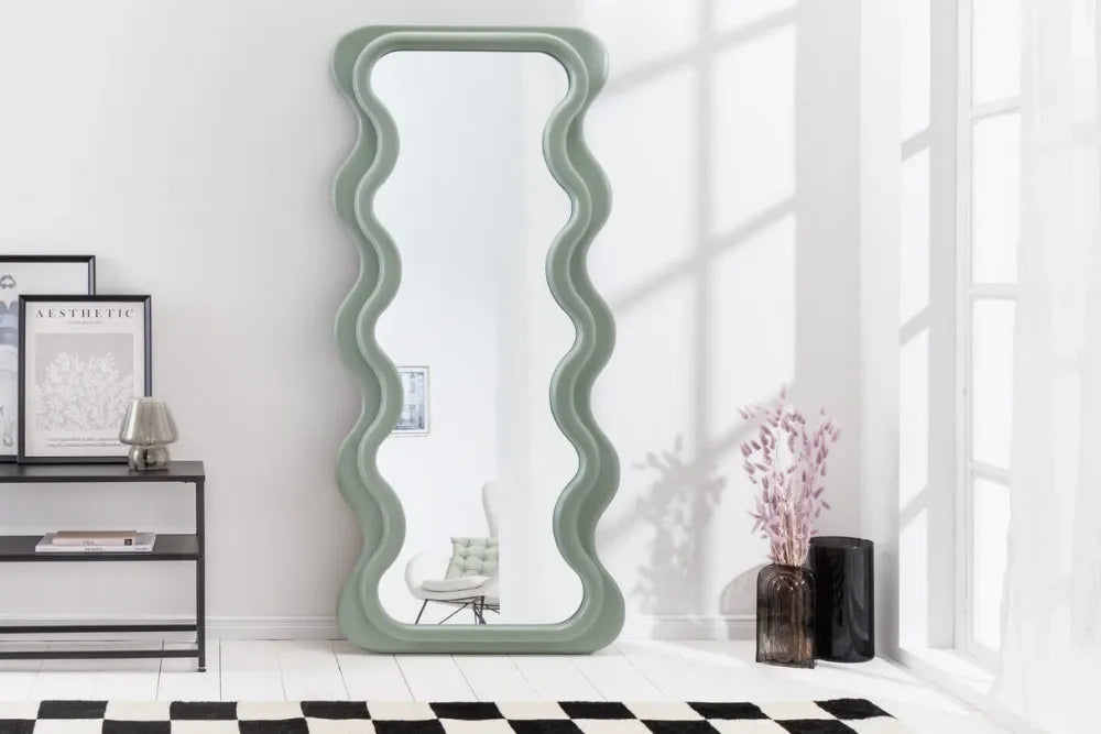 Oglinda cu rama din Poliuretan/MDF Verde H160xL70cm Curvy