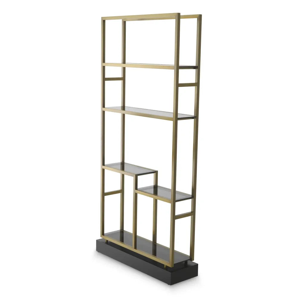 Etajera din Sticla Fumuriu si Metal Alama L35xH240.5cm Corrado II Eichholtz