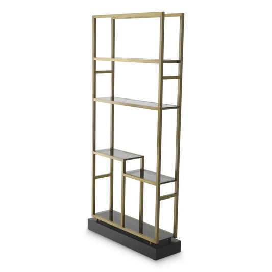 Etajera din Sticla Fumuriu si Metal Alama L35xH240.5cm Corrado II Eichholtz