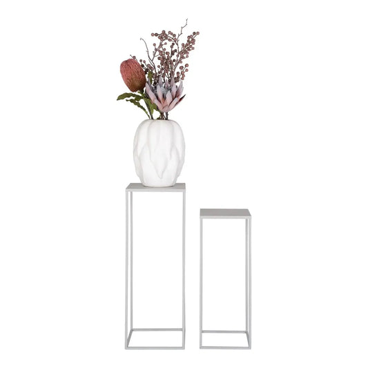 Set 2 masute laterale din Metal Bej H50/60xL19/22cm Beja