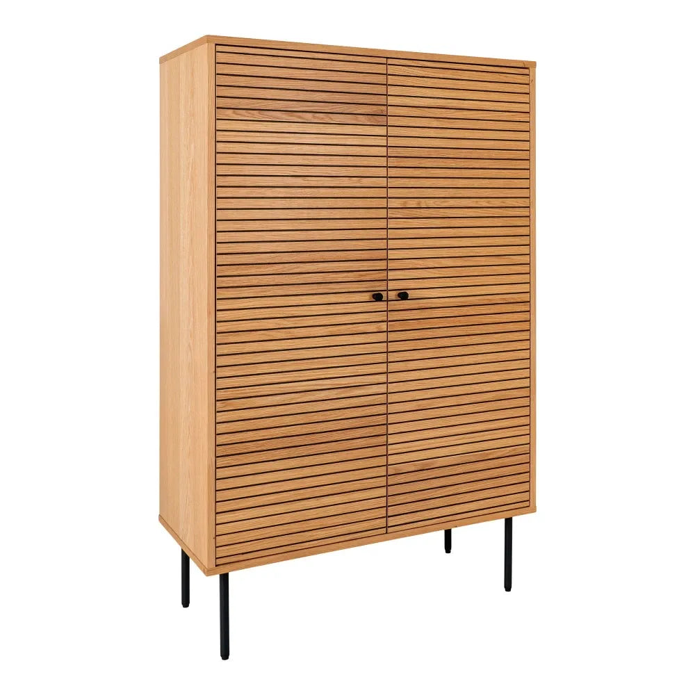 Dulap din Furnir de stejar/MDF Maro si Metal Negru L80xH130cm Kyoto