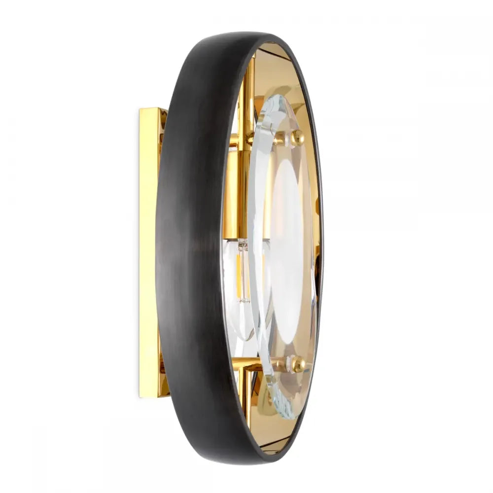 Aplica de perete din Metal Negru si Sticla Transparent H29.5xL22.5cm Vincente Eichholtz