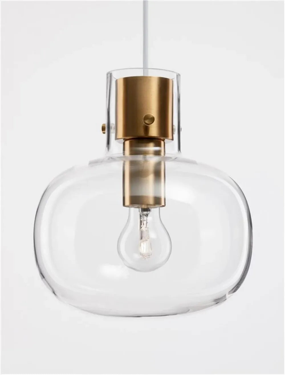 Pendul structura din Metal Alama si abajur din Sticla Transparent H228xL22cm IP20 CINZIA