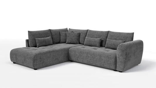 Coltar extensibil in forma de L tapitat cu Chenille Sajma 18 Gri L291x234cm Trezzo