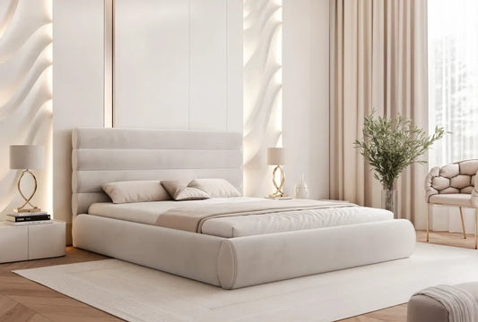 Pat 200 x 200 tapitat cu Catifea Riviera Gri Veya