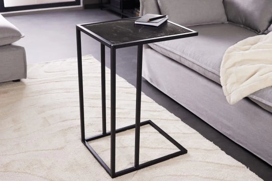 Masuta laterala Dreptunghiulara din Lemn stratificat Gri antracit si Metal Negru L43xH63cm Slim