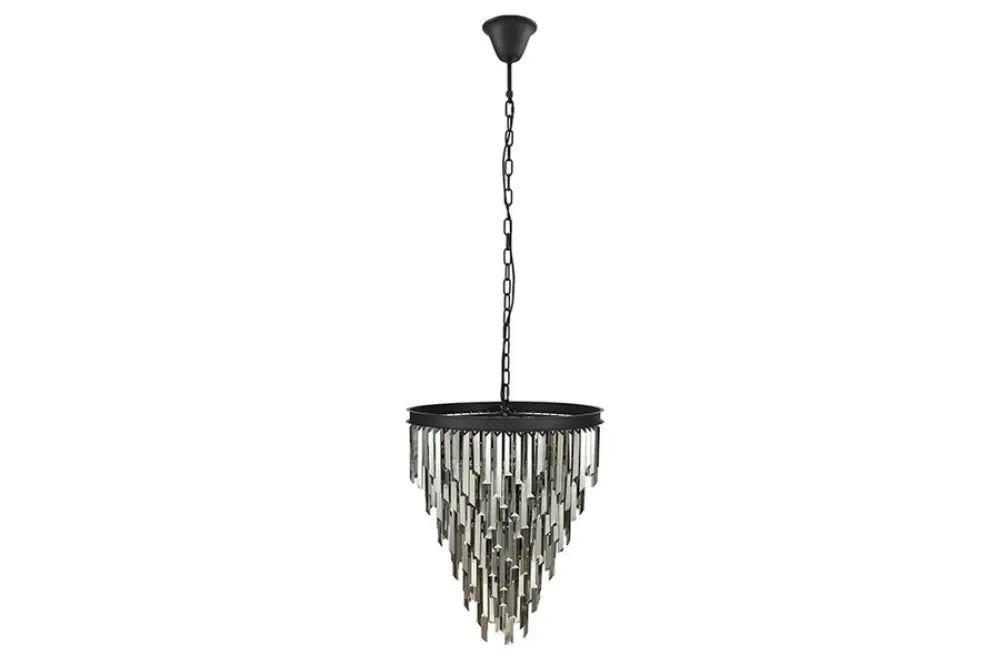 Candelabru din Metal Negru si Sticla Fumuriu D52xH58cm CRYSTAL
