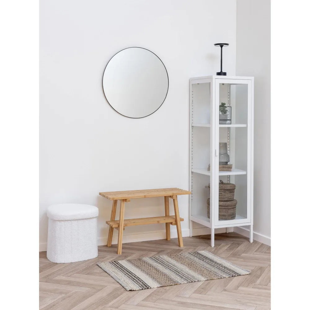 Dulap ingust cu 1 usa din Sticla si Metal Alb L40xH140cm Brisbane Slim