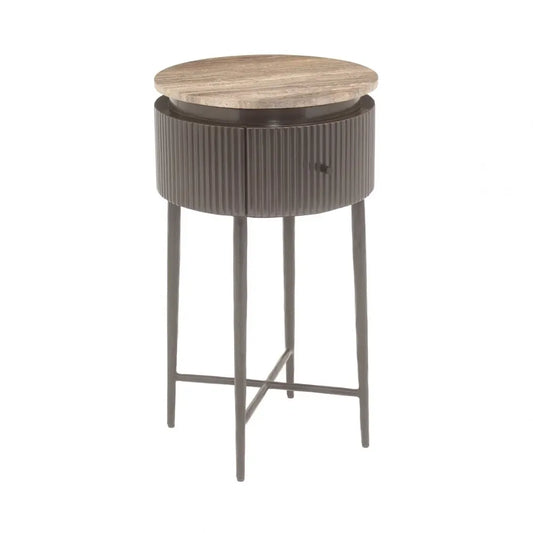 Masuta laterala din MDF/Metal Maro si Travertin Maro L40xH70cm Russo Richmond interiors