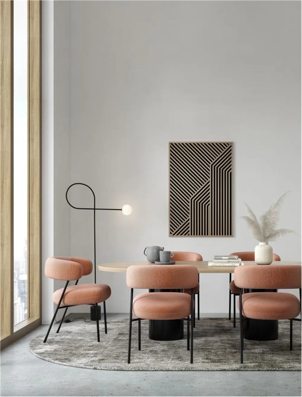Lampa de podea structura din Aluminiu Negru si abajur din Sticla Alb H150xL10cm IP20 DEDALO