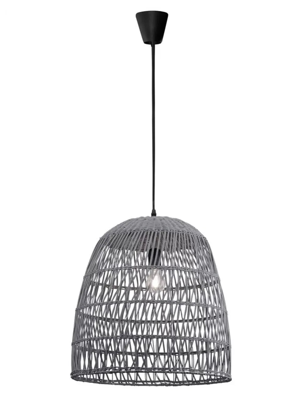 Pendul structura din Metal Negru si abajur din Ratan Gri H250xL46.5cm IP20 DESTIN