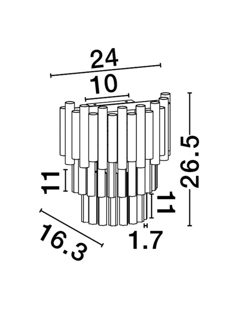 Aplica de perete structura din Aluminiu Auriu si abajur din Cristal Transparent H26.5xL24cm IP20 MAGNOLIA