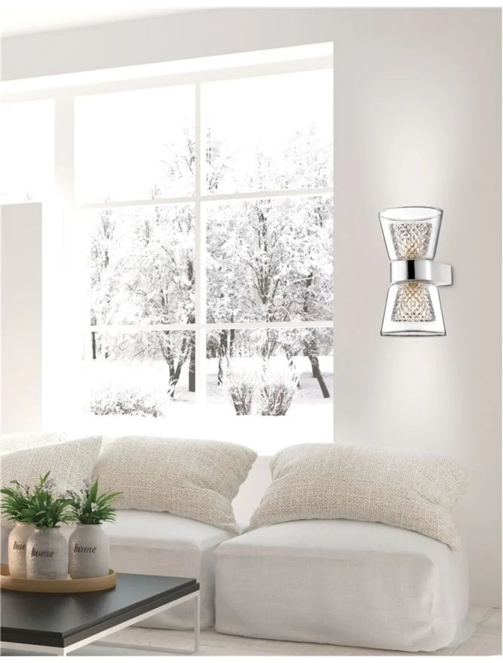 Aplica de perete structura din Aluminiu Argintiu si abajur din Sticla Transparent H18xL12cm IP20 BOCCALE