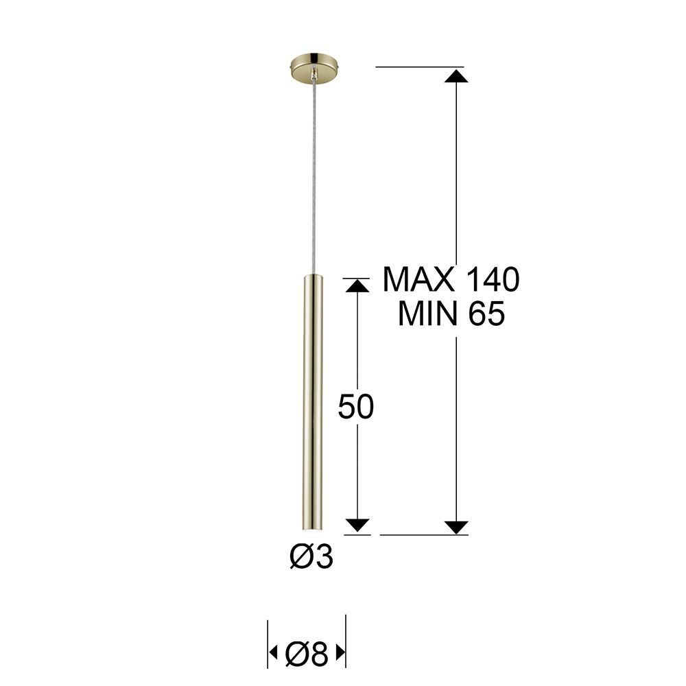 Pendul cu inaltime reglabila din Metal Auriu cu LED D3xH140cm Varas