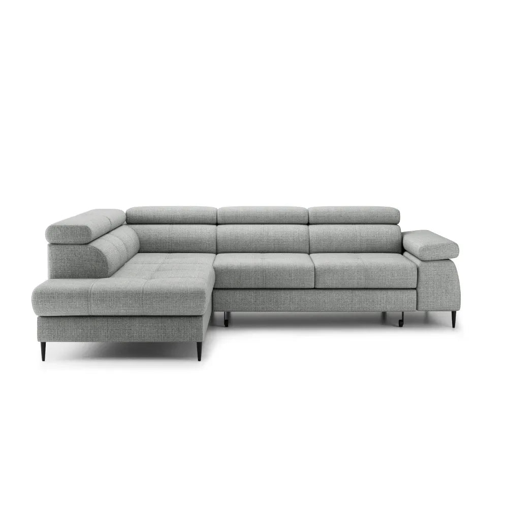 Coltar extensibil tapitat cu Chenille Gri inchis cu lada depozitare Cordoba II