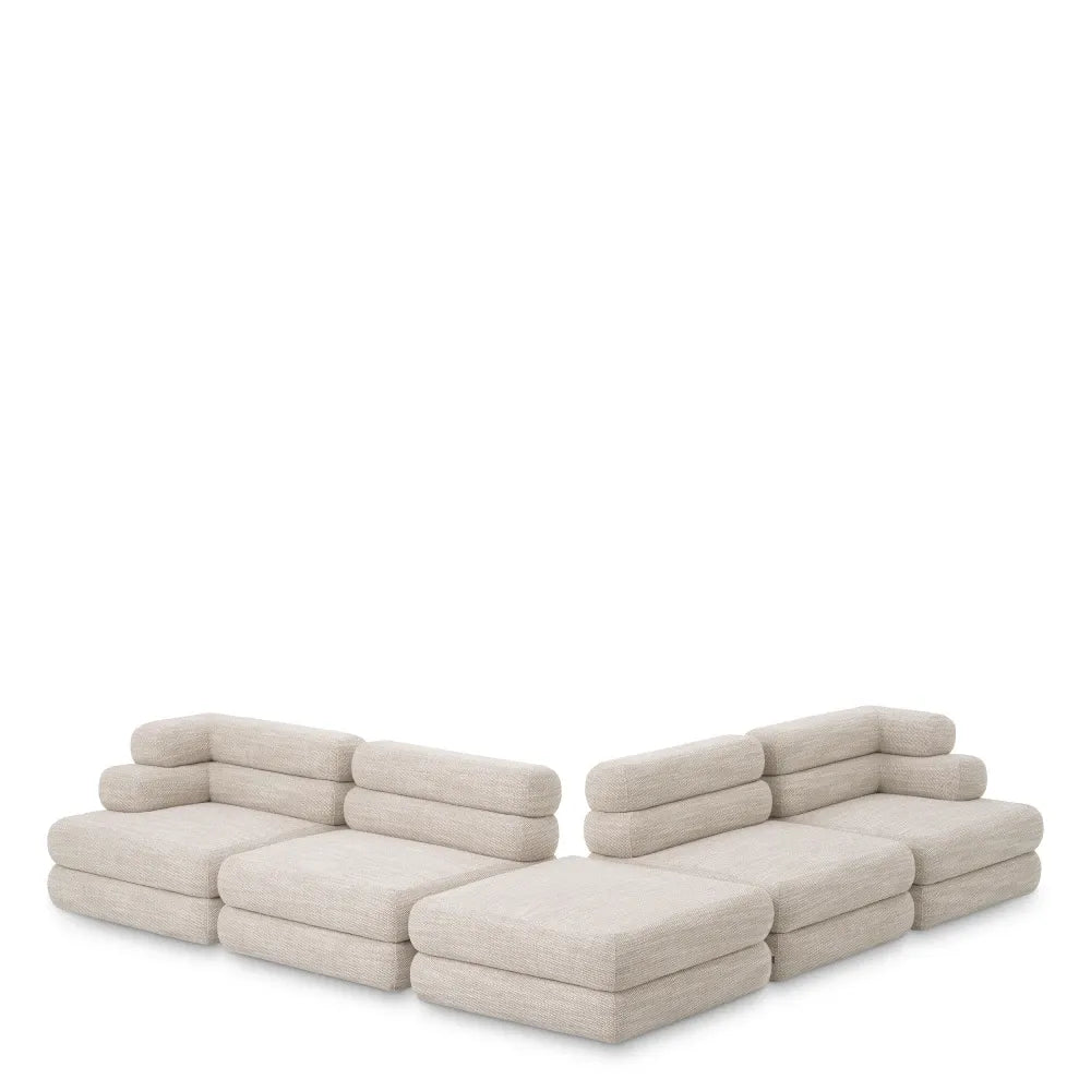Puf tapitat cu Stofa  Bej L92xA92xH40cm Malaga Eichholtz