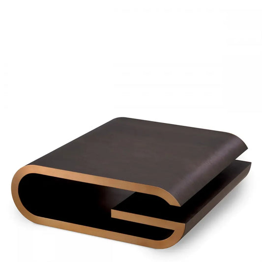 Masuta de cafea Asimetrica din Furnir de stejar Maro mocha L100xl100cm Galan Eichholtz