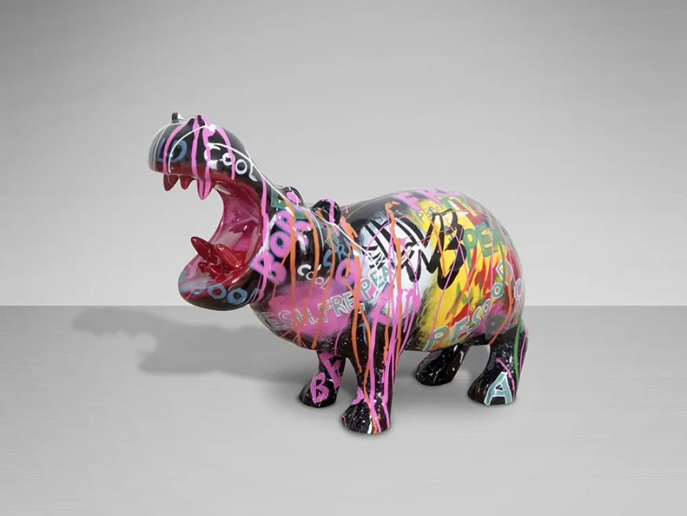 Figurina decorativa din Polirasina Multicolor L18xH34cm Hippo