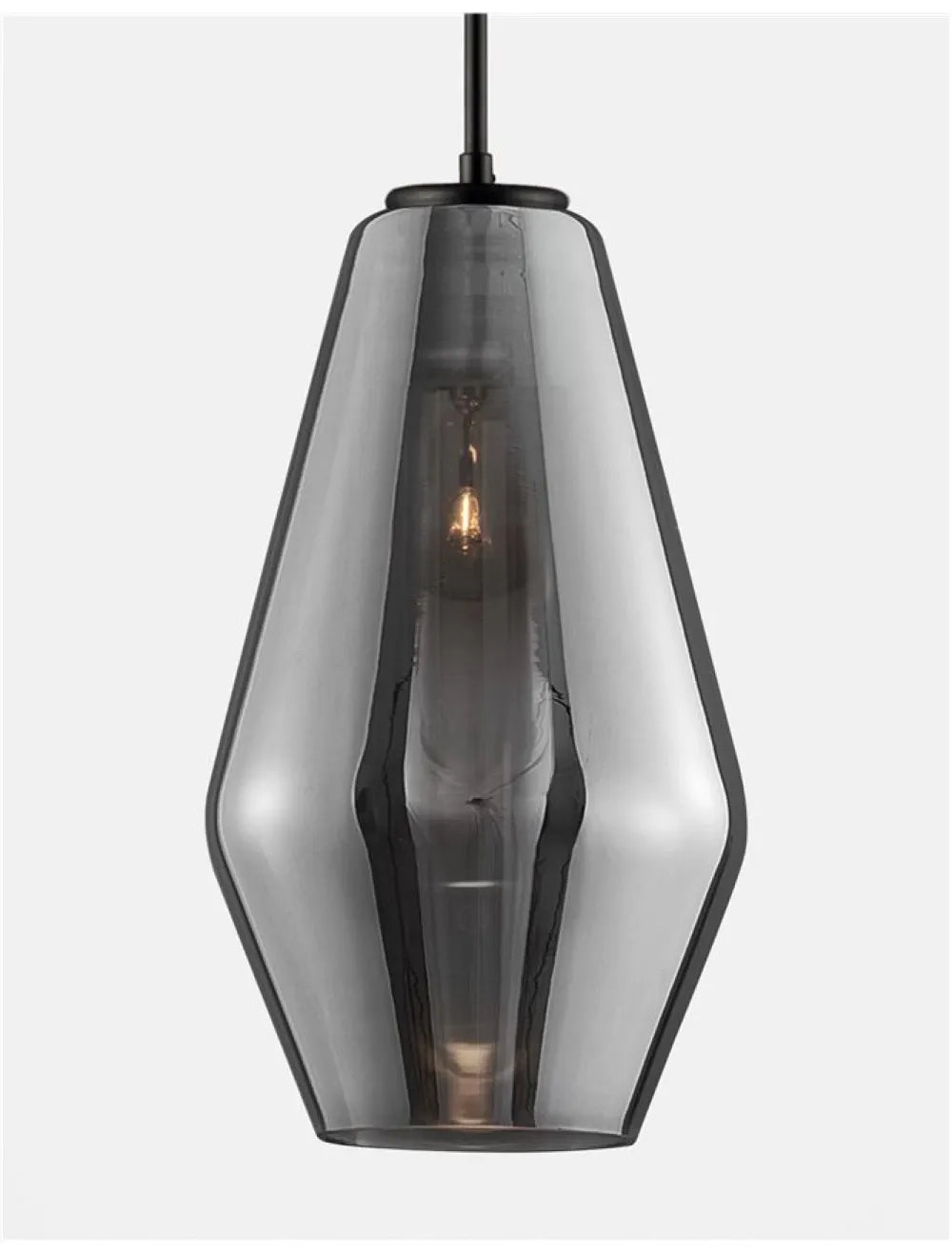 Pendul structura din Metal Negru si abajur din Sticla Crom H120xL17cm IP20 VEIRO