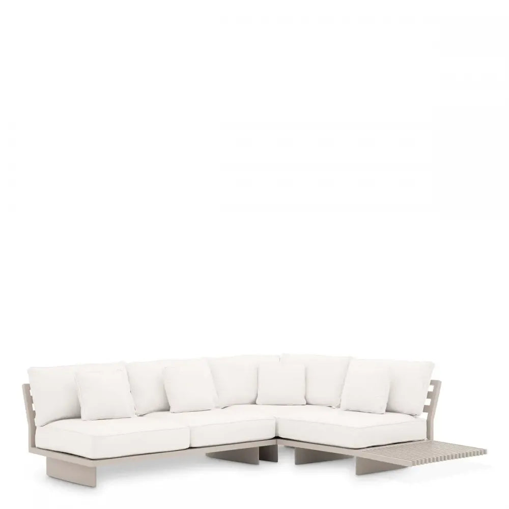 Coltar modular de exterior din Metal Bej si Stofa Bej H84xL327cm Royal Palm Eichholtz