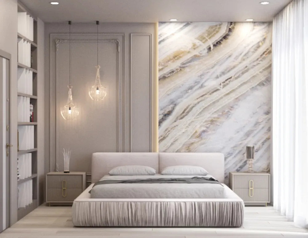 Pat 180x200cm tapitat cu Catifea Bej Naomi
