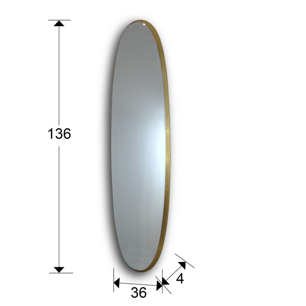 Oglinda Ovala cu rama din MDF Auriu Aries H136xL36cm