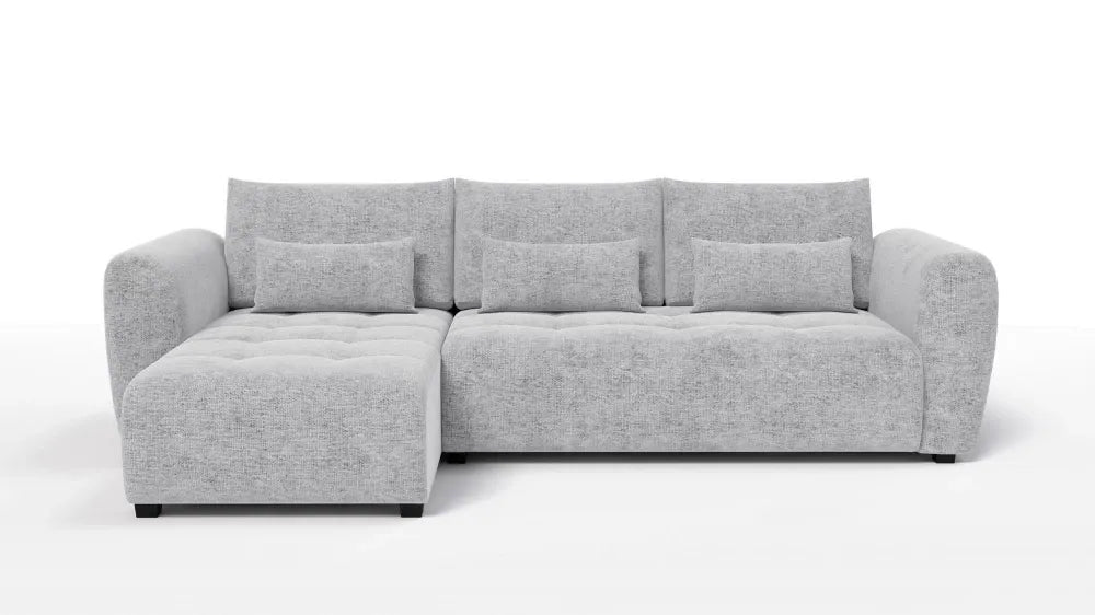 Coltar in forma de L tapitat cu Chenille Gri deschis Sajma 20 L293x171cm Trezzo