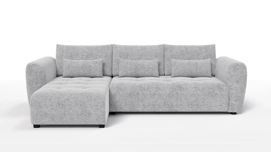 Coltar in forma de L tapitat cu Chenille Gri deschis Sajma 20 L293x171cm Trezzo