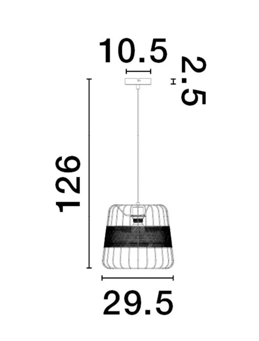 Pendul structura din Metal Negru si abajur din Metal Negru H126xL29.5cm IP20 IAN
