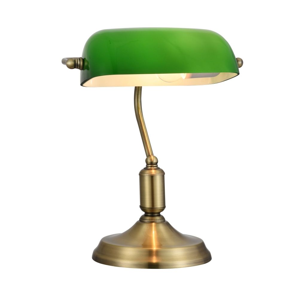 Veioza din Sticla si Metal Verde/Auriu L26xH36cm Kiwi