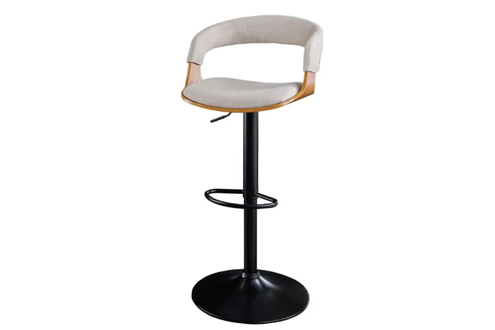 Scaun de bar din Metal Negru si Stofa Bej H81-110xL50cm Manhattan