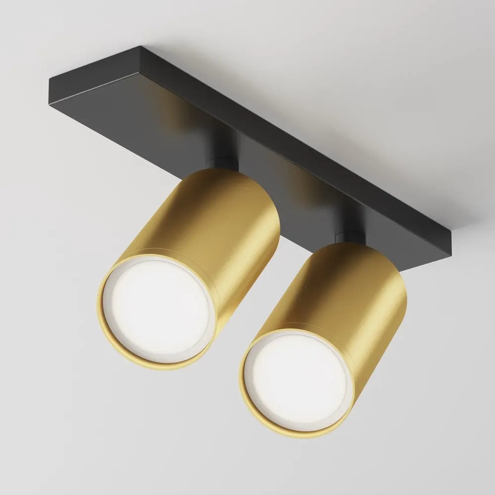 Spot dublu aplicabil din Aluminiu Negru/Auriu mat H12xL34cm IP 20 GU10 10W FOCUS S