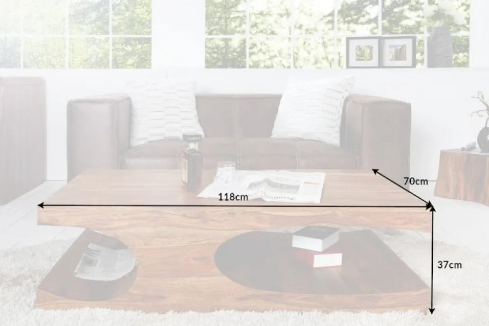 Masuta de cafea Dreptunghiulara din Lemn masiv de sheesham Maro L118xH37cm Goa